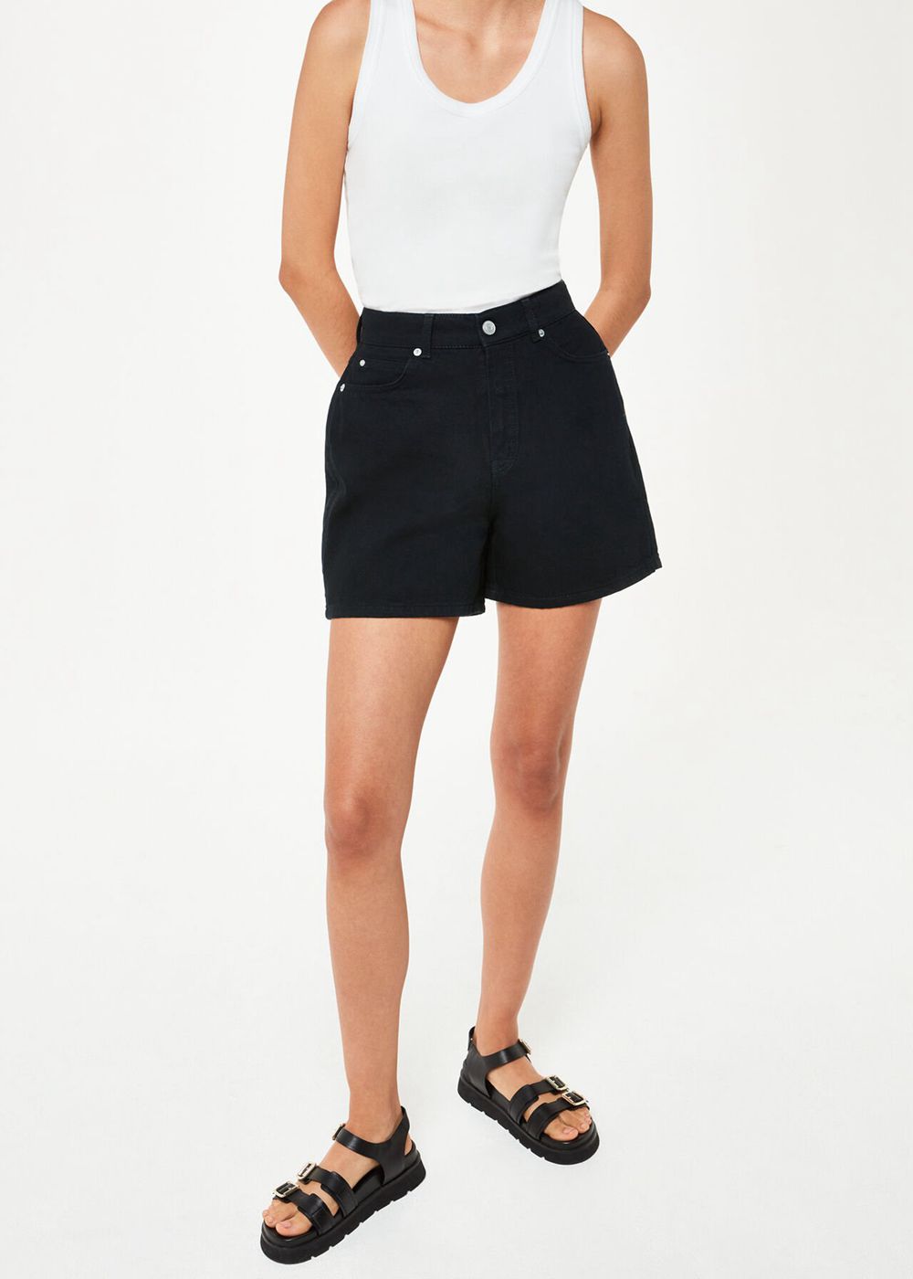 Whistles High Waist Denim Shorts Black | US-30512CRVW