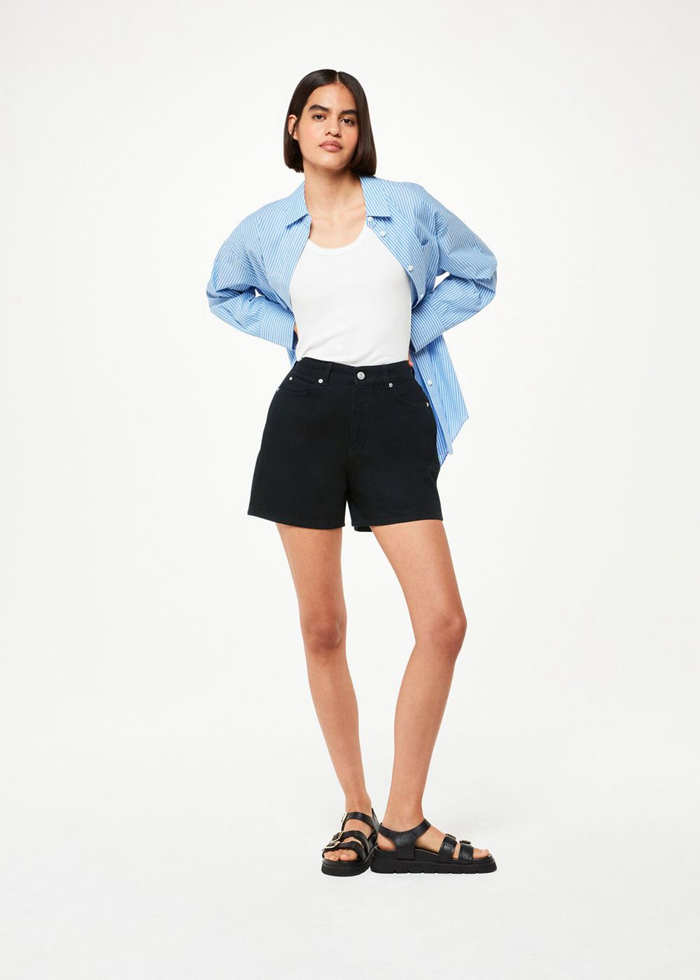 Whistles High Waist Denim Shorts Black | US-30512CRVW