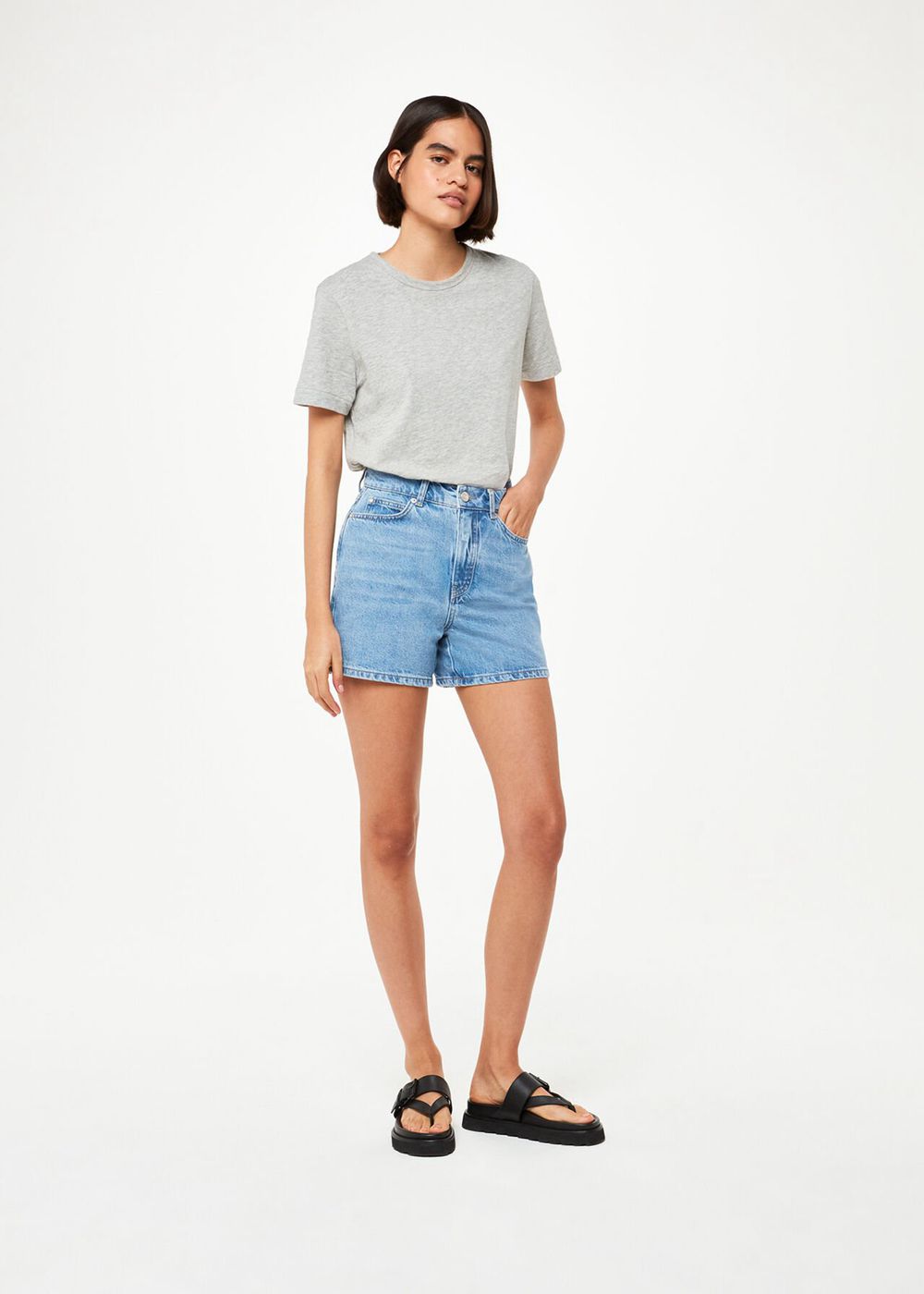 Whistles High Waist Denim Shorts Light Wash | US-12456TCRG