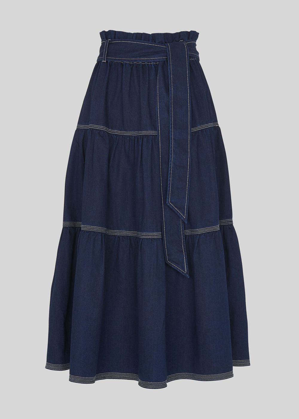 Whistles Hilde Tiered Denim Skirts Dark Blue | US-47698YDHO