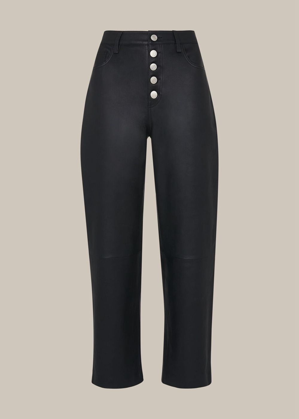 Whistles Hollie Leather Button Pants Black | US-93604IHVL