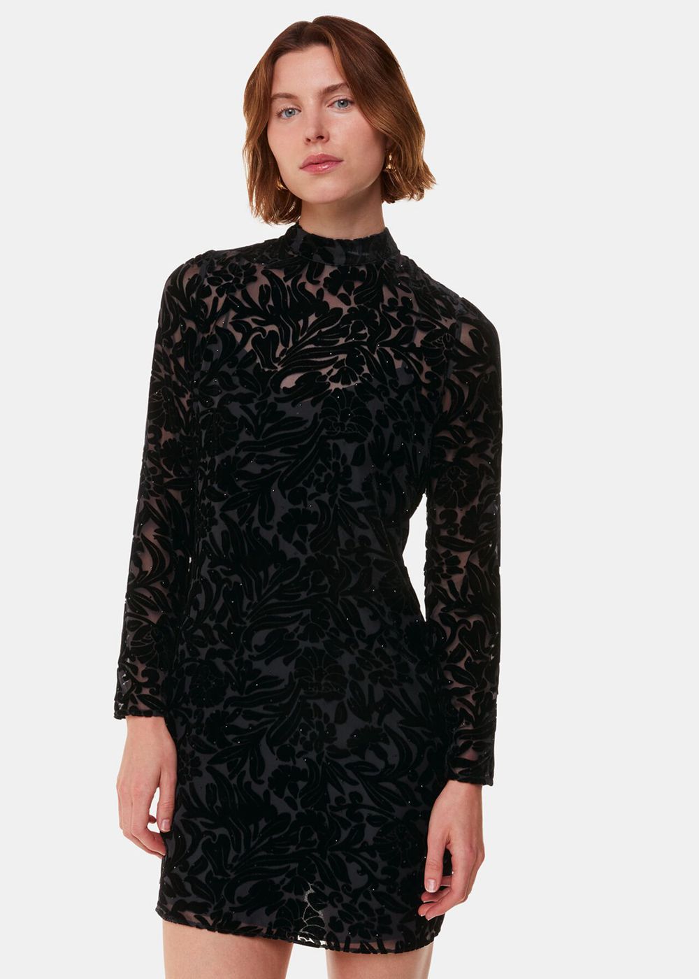 Whistles Hot Fix Floral Velvet Dress Black | US-36785ZXEJ