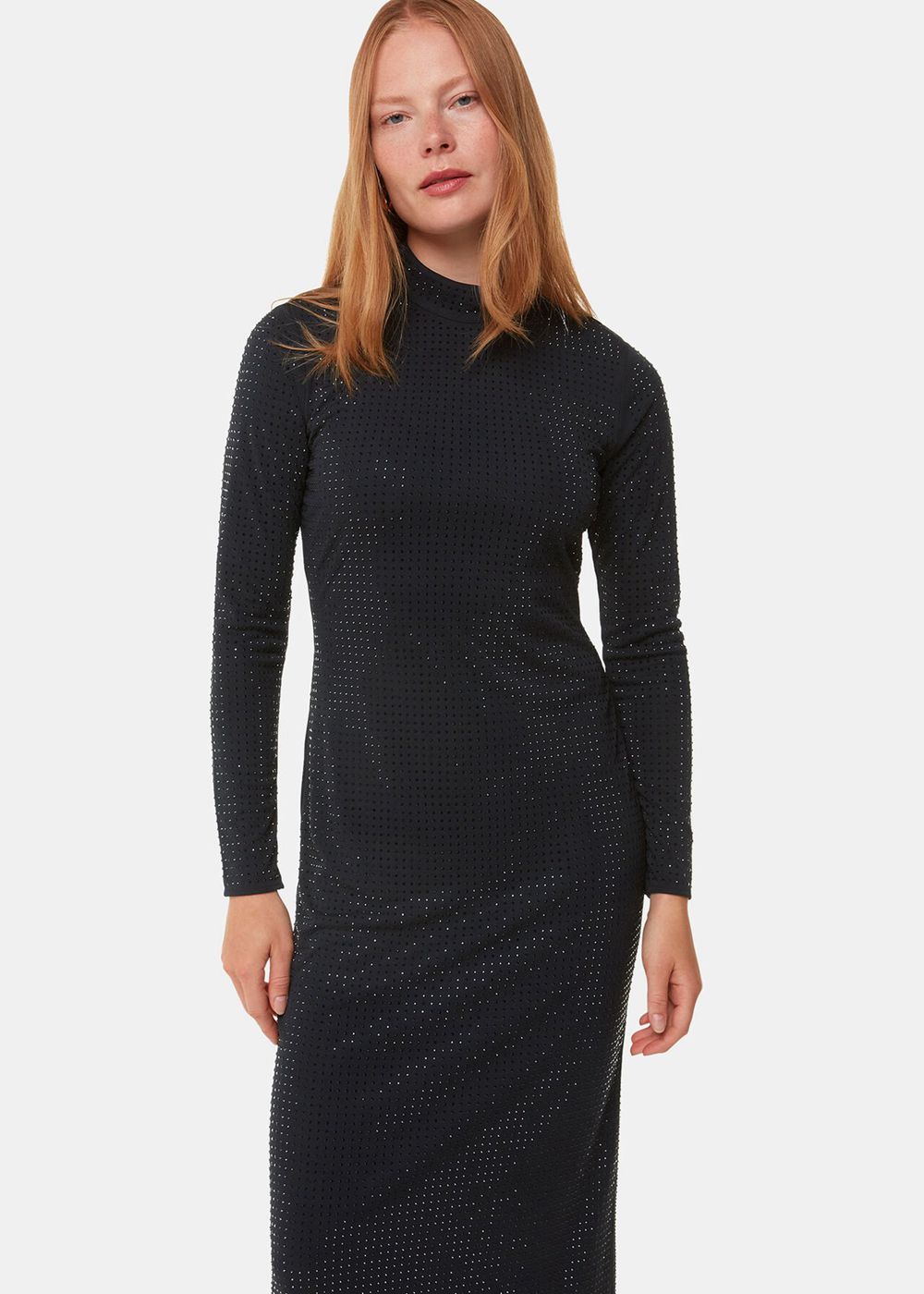 Whistles Hot Fix Jersey Midi Dress Black | US-30986OCQK