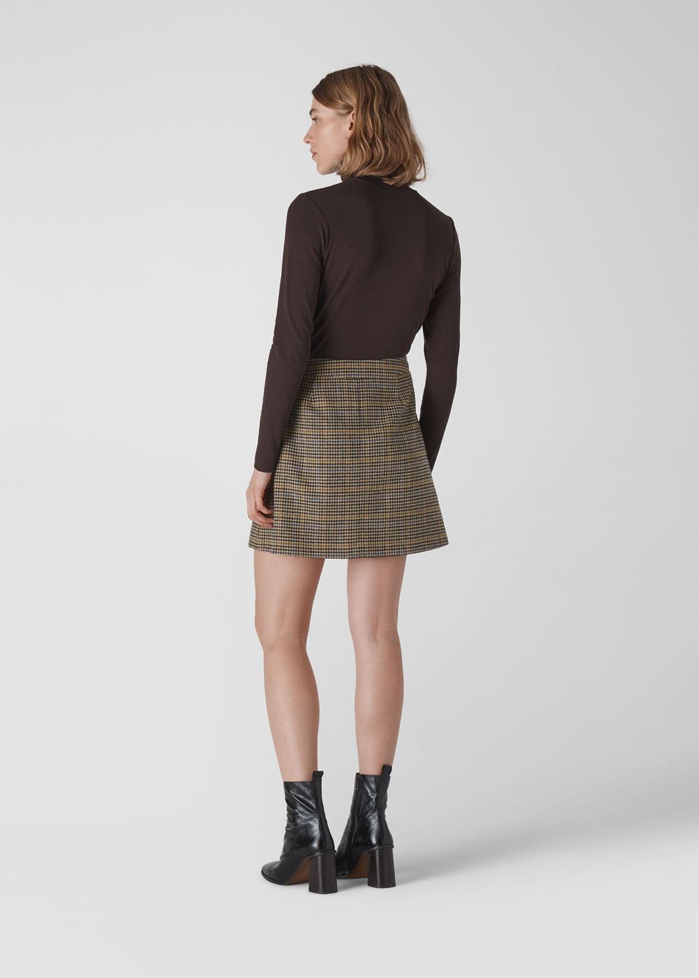 Whistles Houndstooth Button Aline Skirts Multicolor | US-49805WETL