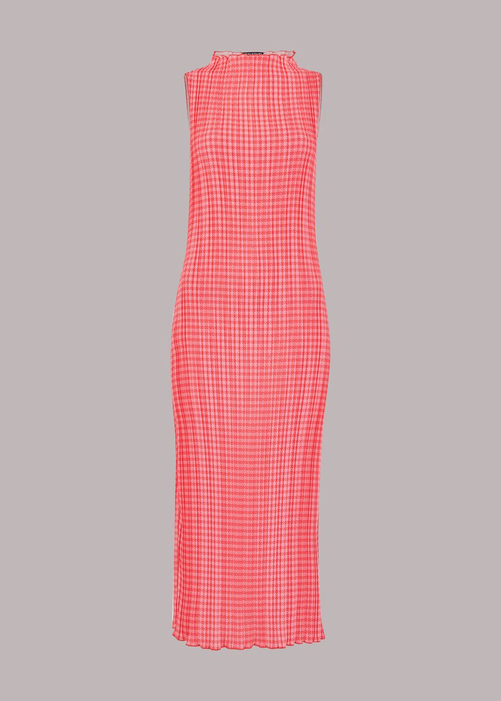 Whistles Houndstooth Plisse Midi Dress Pink / Multicolor | US-81307JMBI