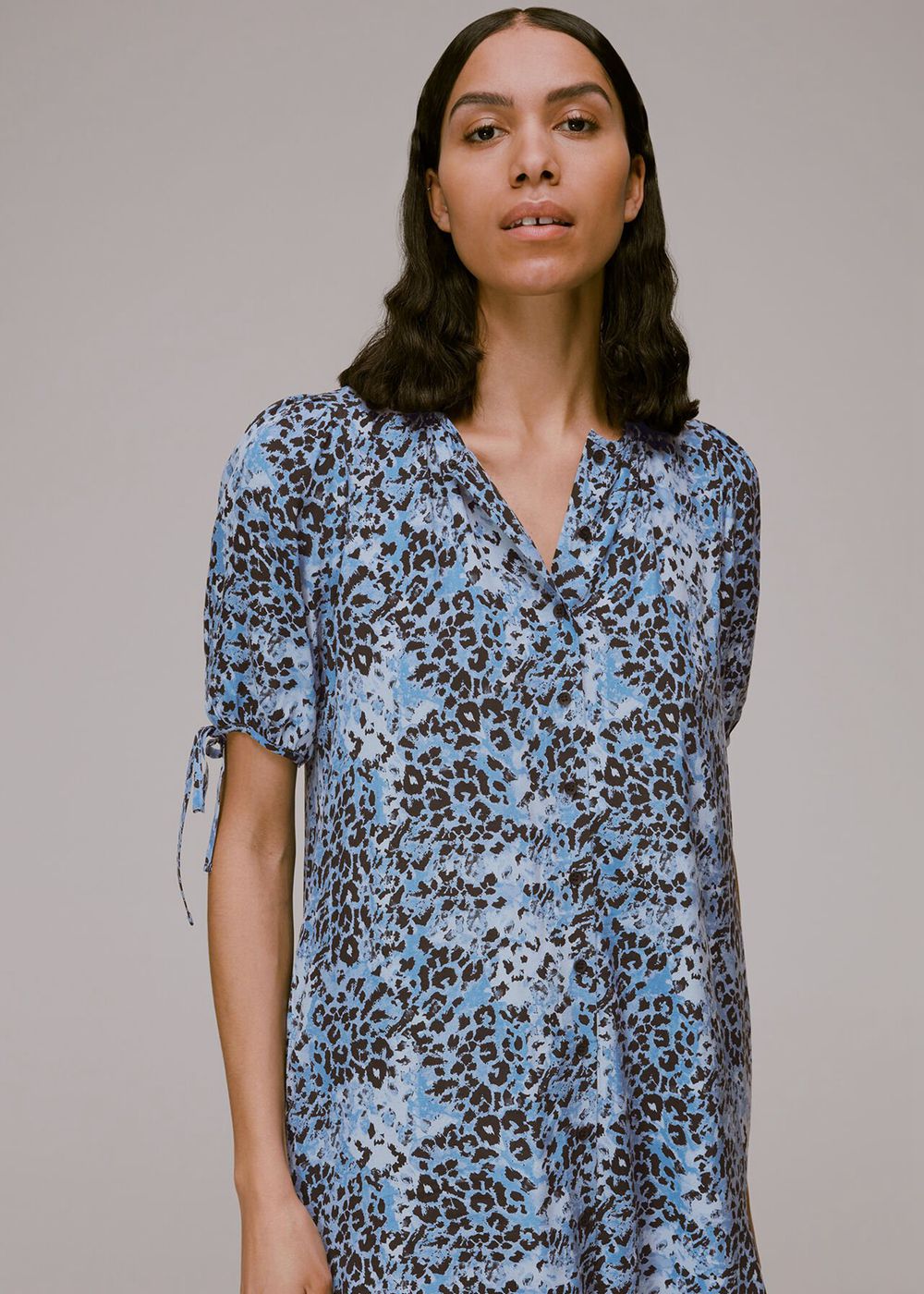 Whistles Hyena Spot Button Up Dress Blue / Multicolor | US-57894KNWV