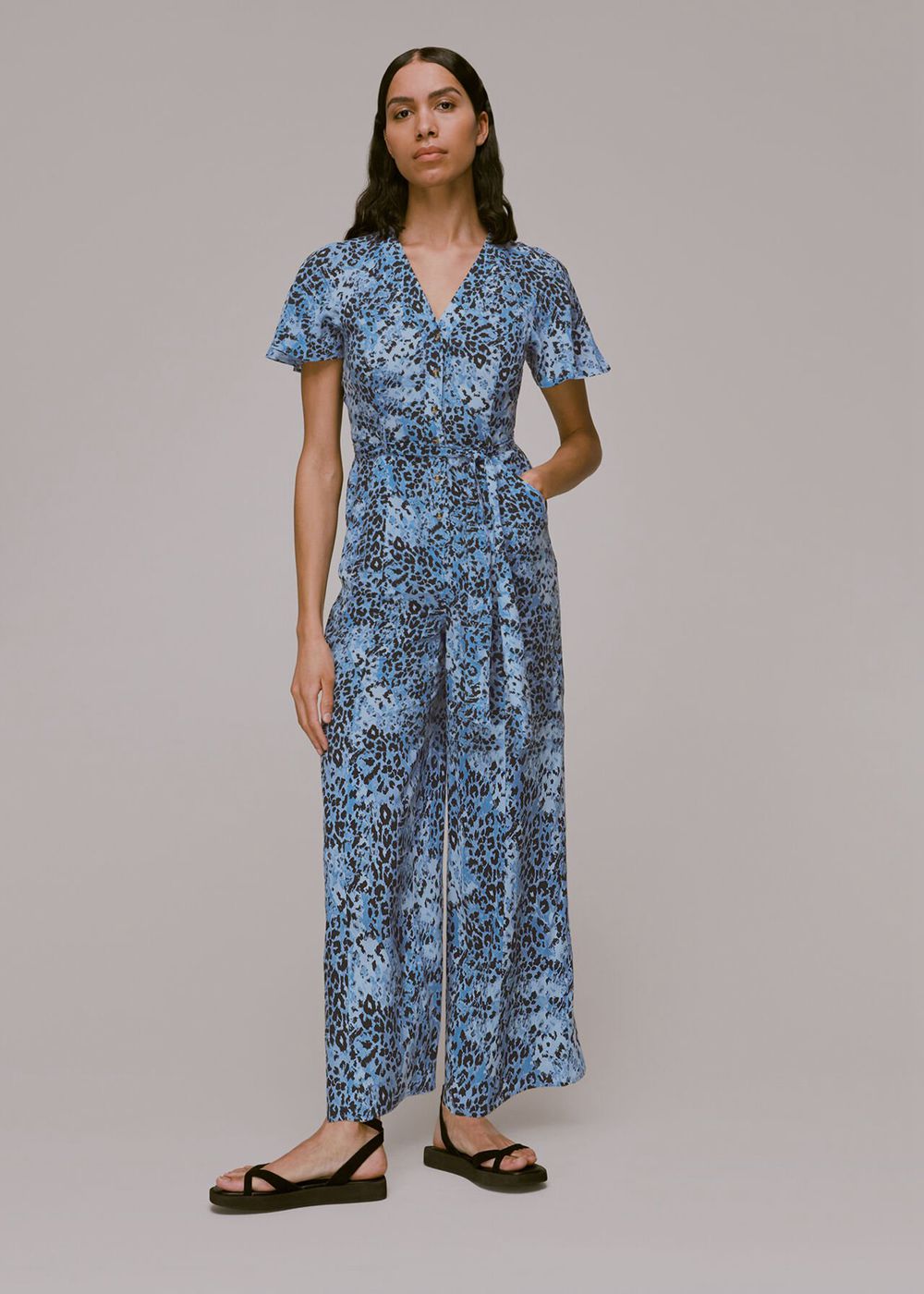 Whistles Hyena Spot Jemma Jumpsuit Blue / Multicolor | US-28649VUGK