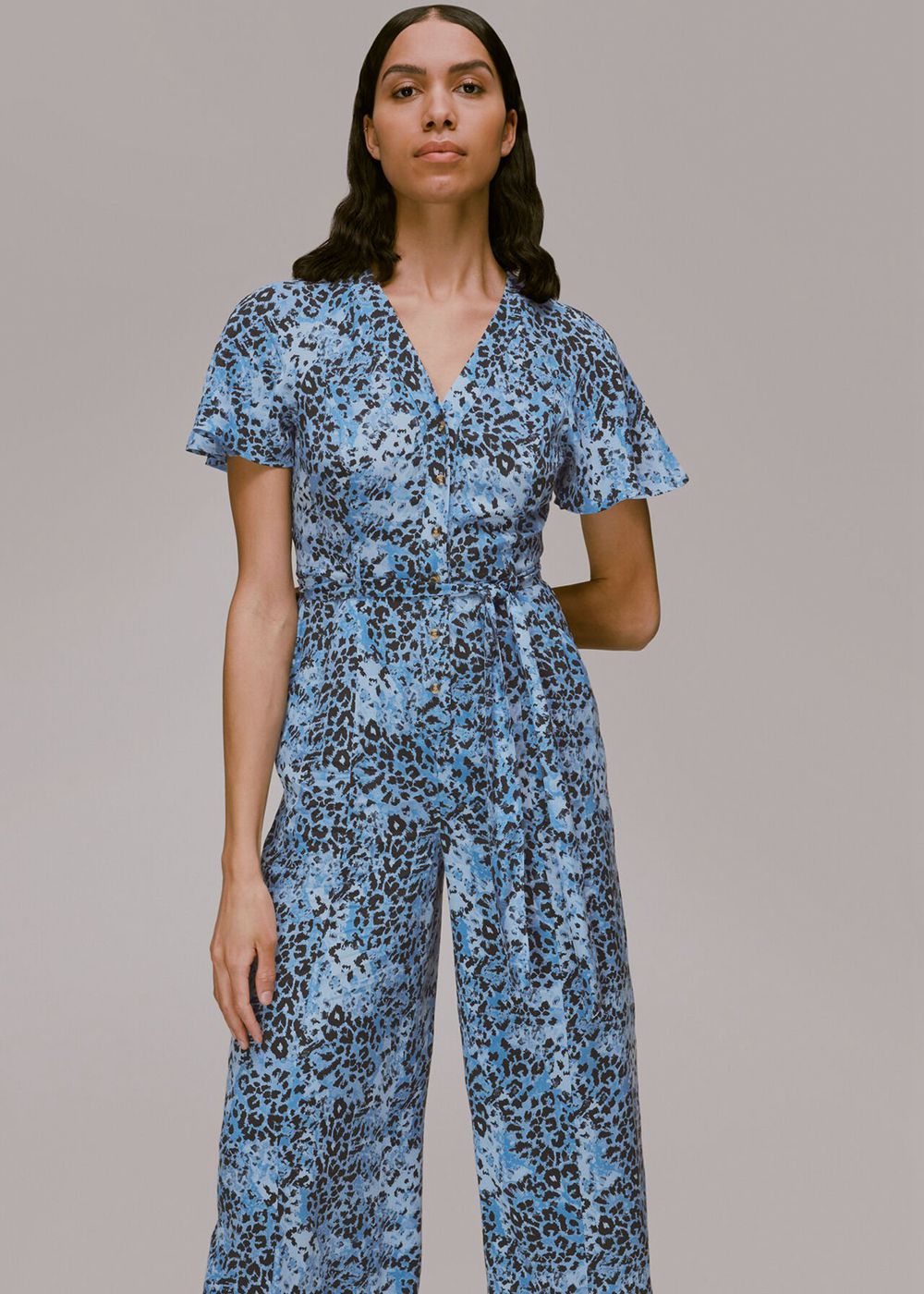 Whistles Hyena Spot Jemma Jumpsuit Blue / Multicolor | US-28649VUGK