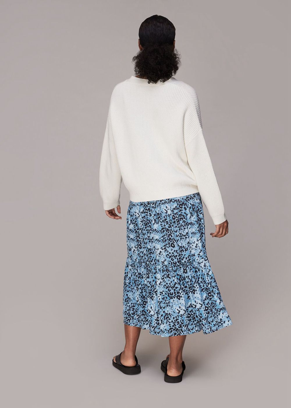 Whistles Hyena Spot Tiered Skirts Blue / Multicolor | US-01458PDSK