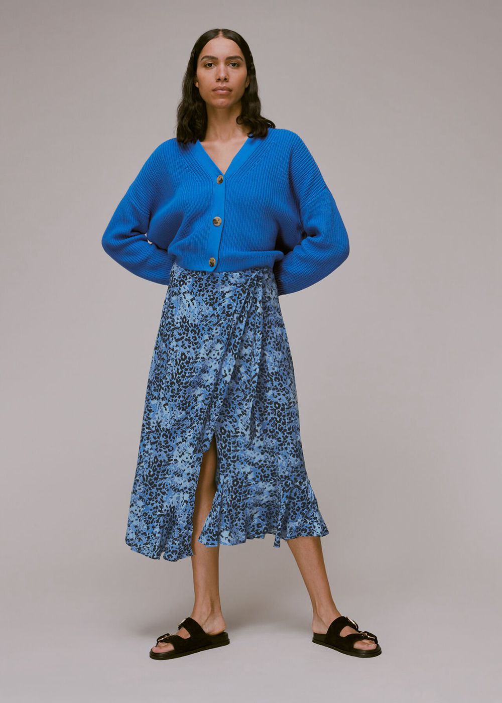 Whistles Hyena Spot Wrap Skirts Blue / Multicolor | US-69743BCJK