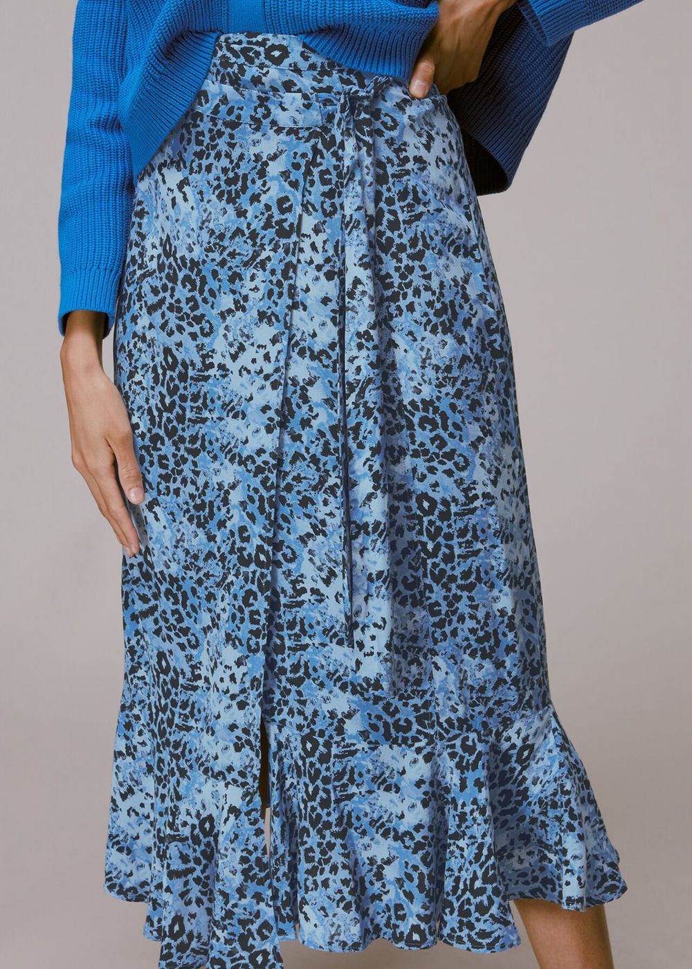 Whistles Hyena Spot Wrap Skirts Blue / Multicolor | US-69743BCJK