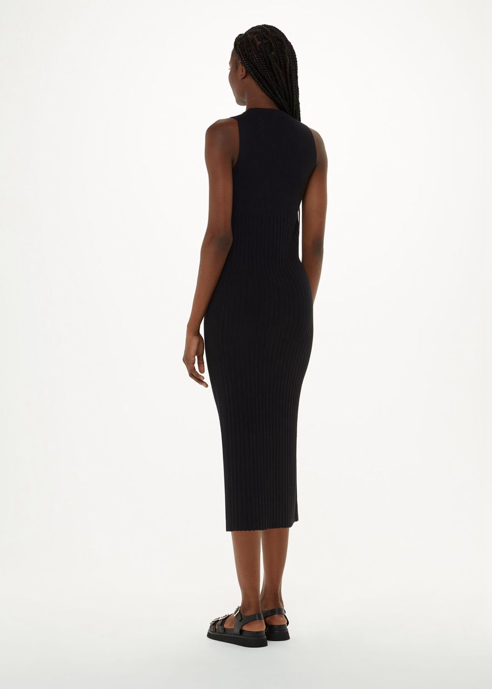 Whistles Ida Rib Detail Knit Dress Black | US-02493OEBC