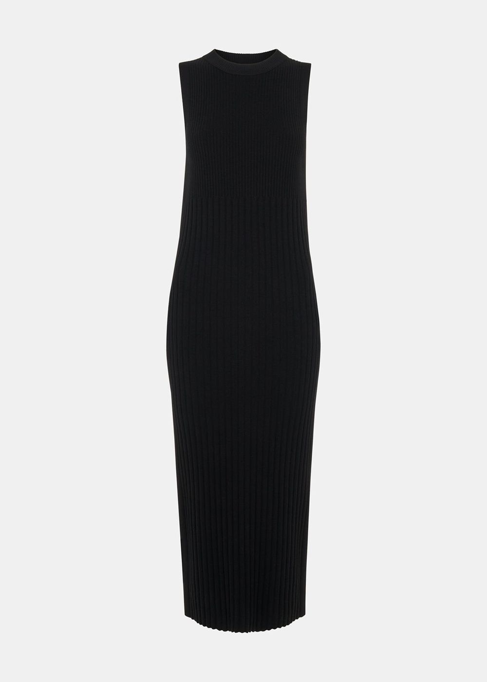 Whistles Ida Rib Detail Knit Dress Black | US-02493OEBC