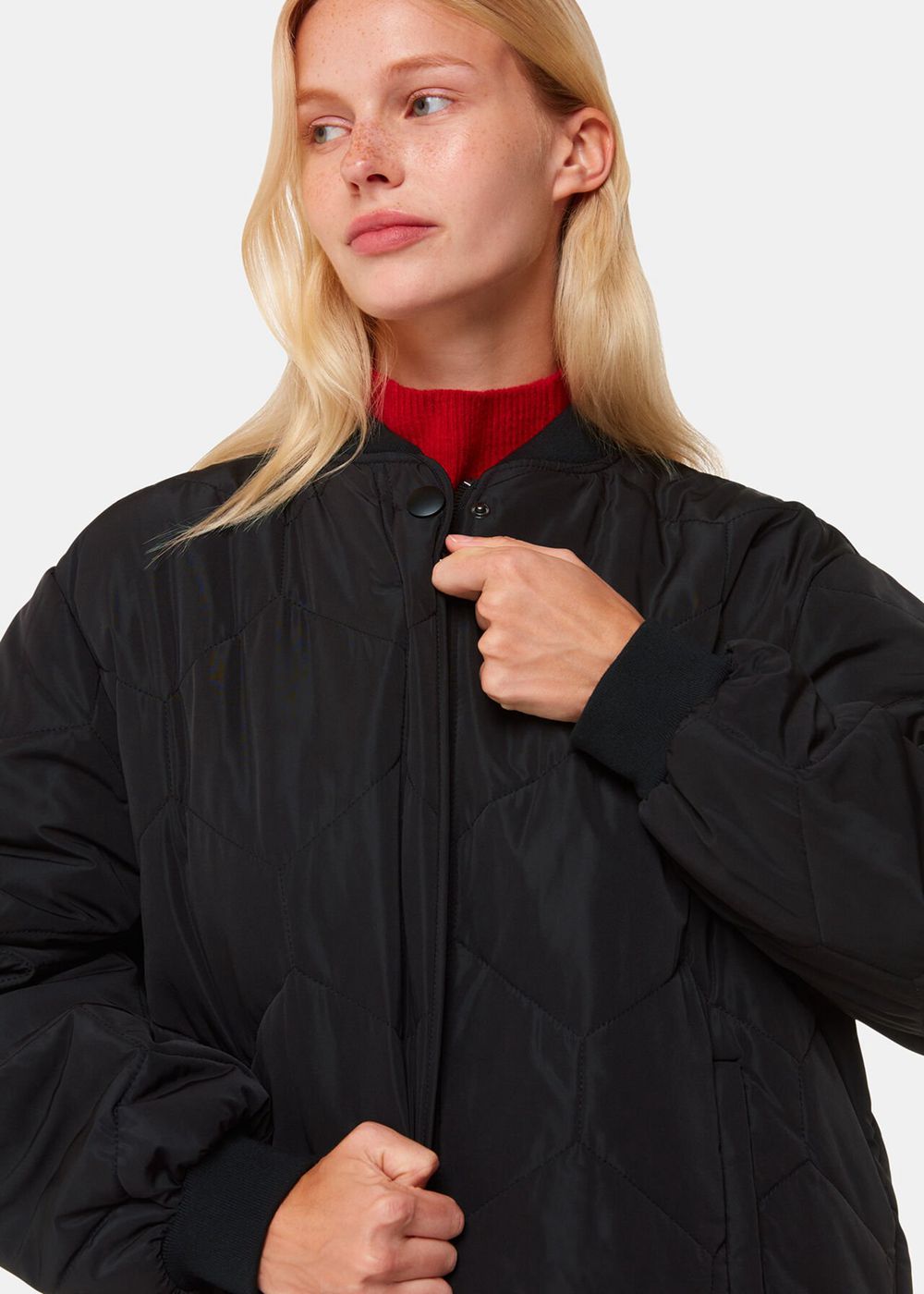 Whistles Ida Short Quilted Coat Black | US-80327HRTO