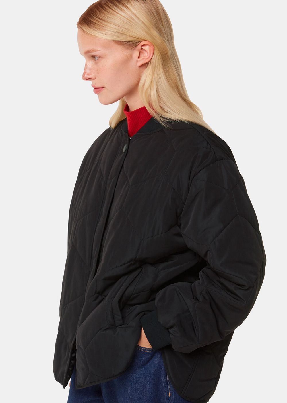 Whistles Ida Short Quilted Coat Black | US-80327HRTO