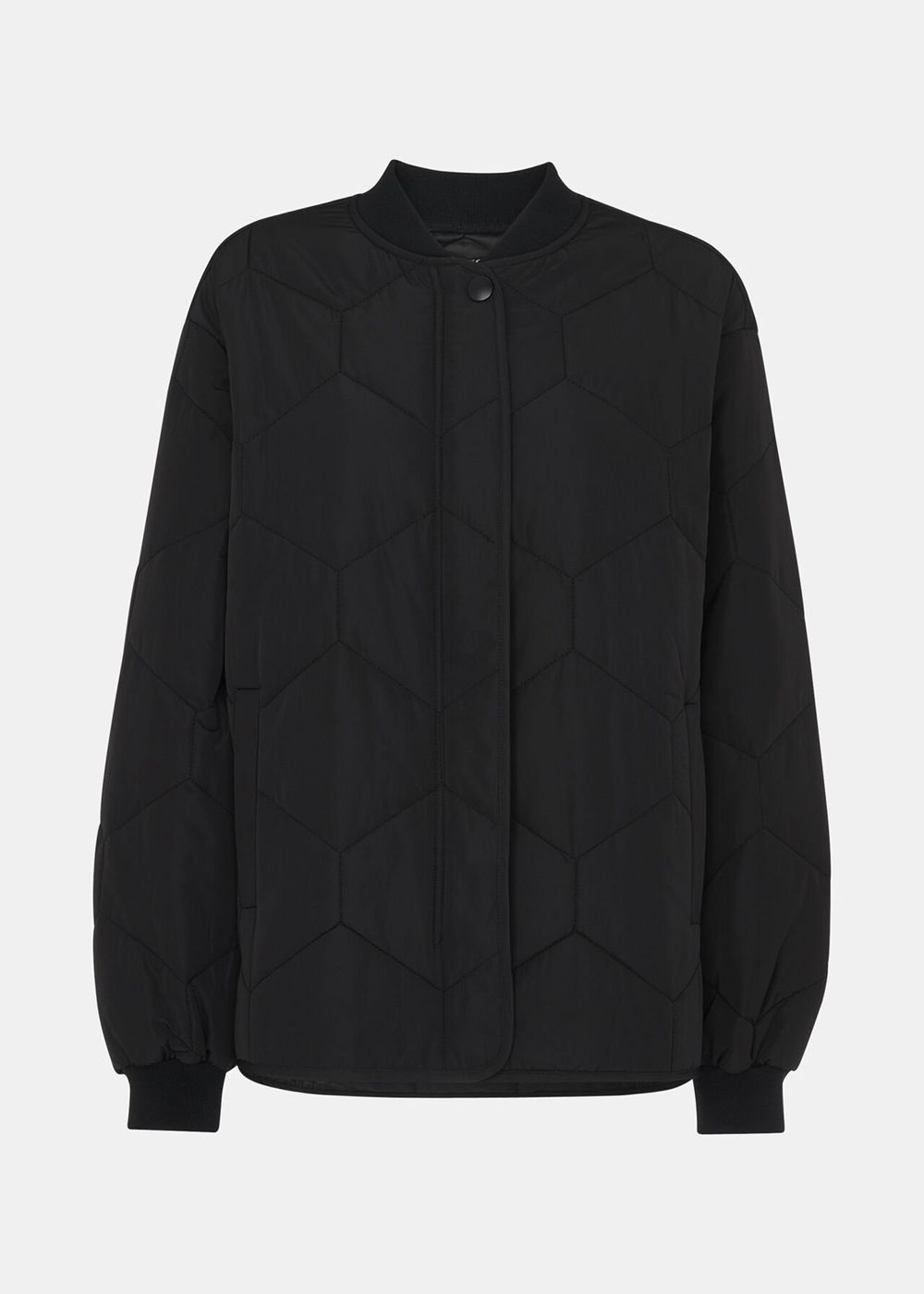 Whistles Ida Short Quilted Coat Black | US-80327HRTO