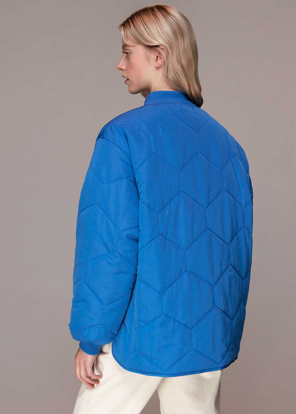 Whistles Ida Short Quilted Coat Blue | US-12506GJKI