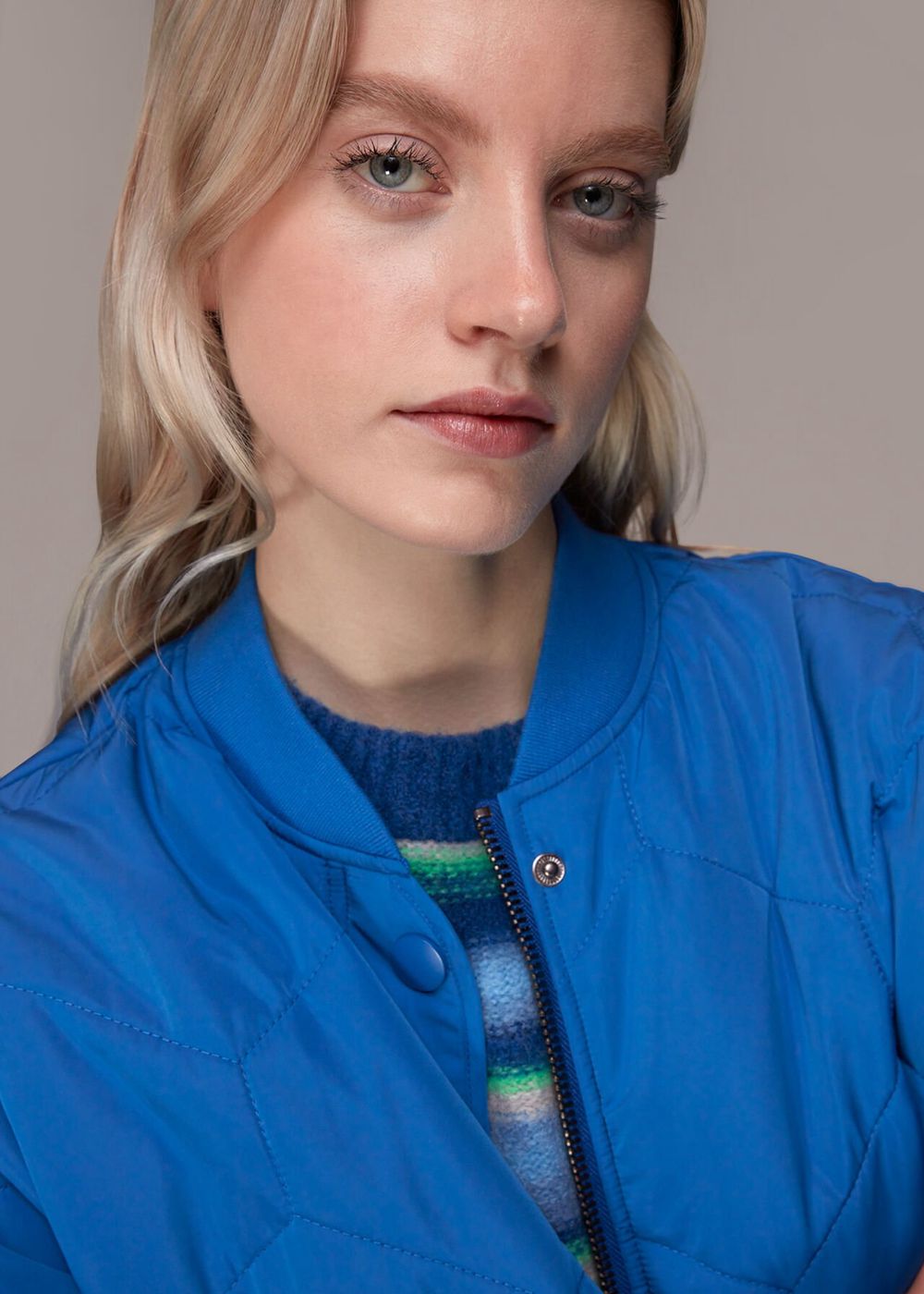 Whistles Ida Short Quilted Coat Blue | US-12506GJKI