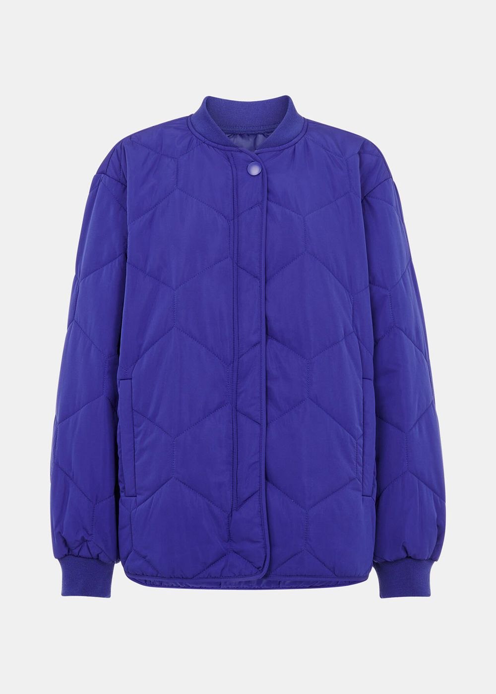 Whistles Ida Short Quilted Coat Deep Blue | US-15860PDXW