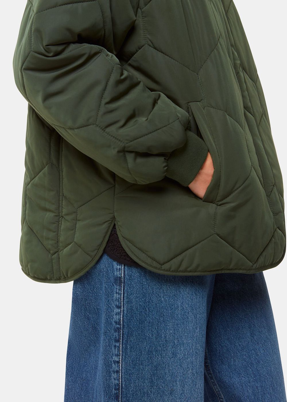 Whistles Ida Short Quilted Coat Khaki | US-86901TRED