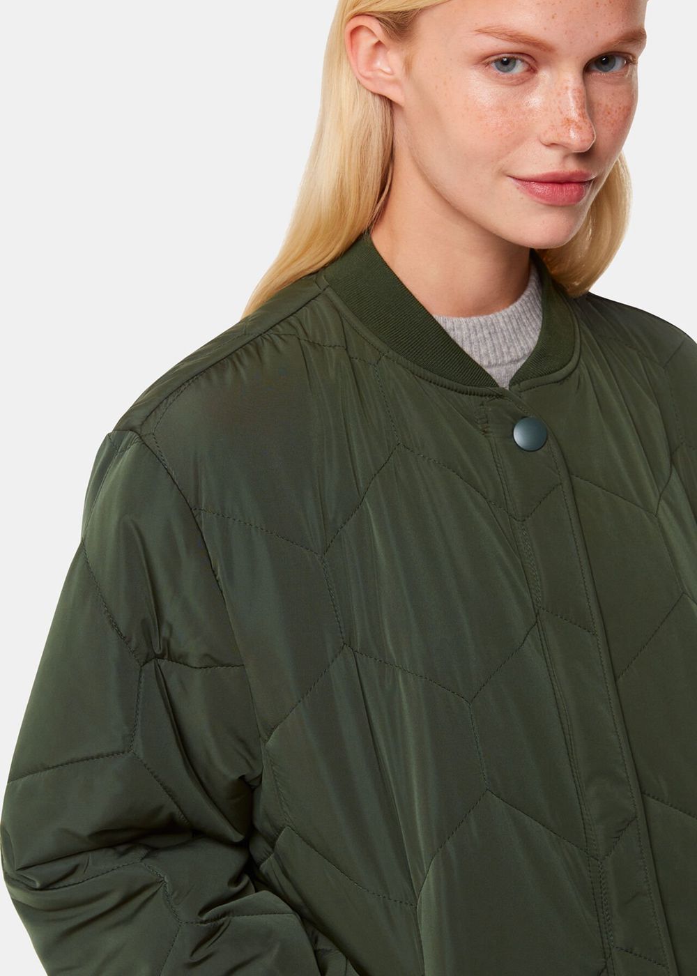 Whistles Ida Short Quilted Coat Khaki | US-86901TRED