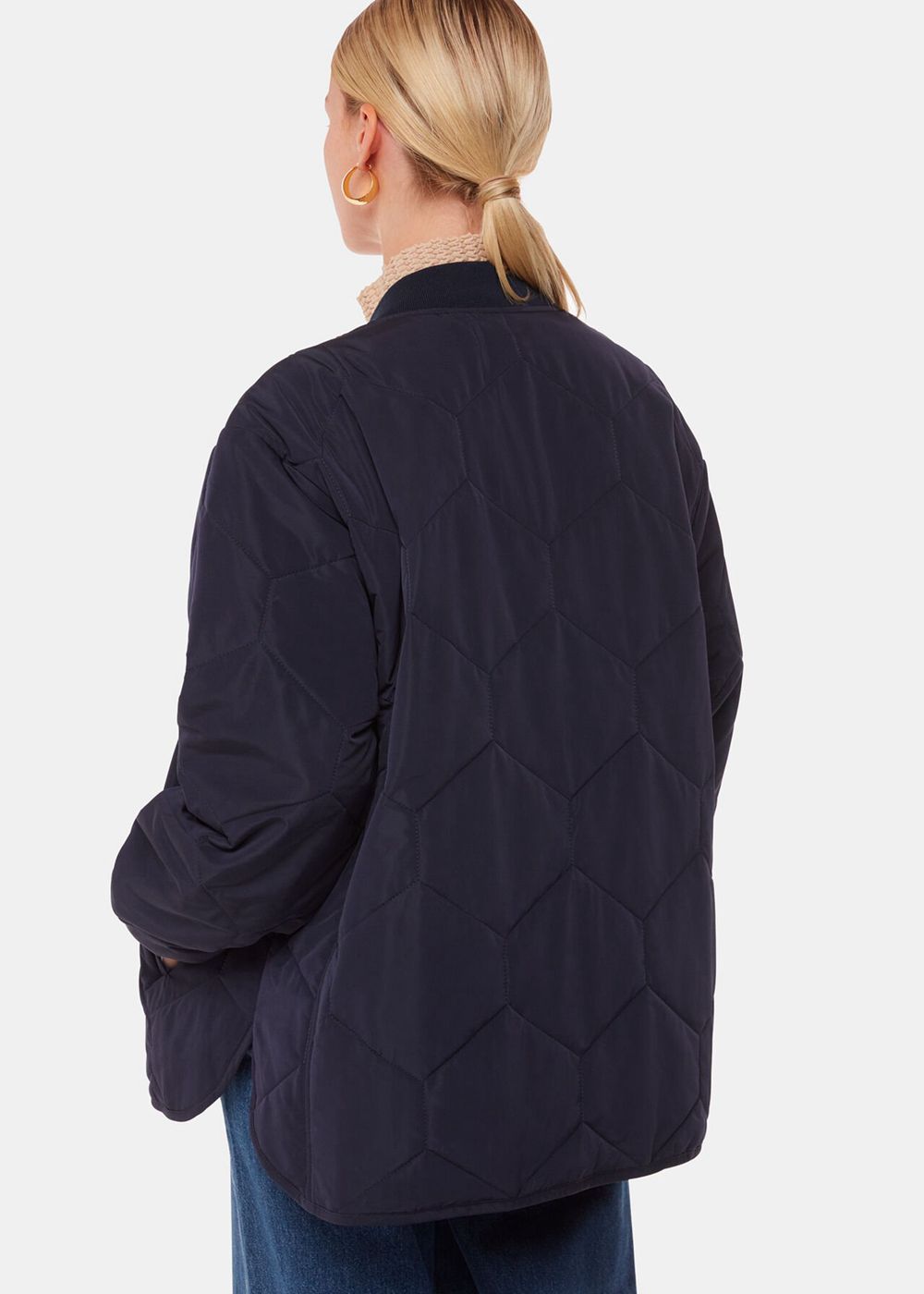 Whistles Ida Short Quilted Coat Navy | US-92810BRQZ