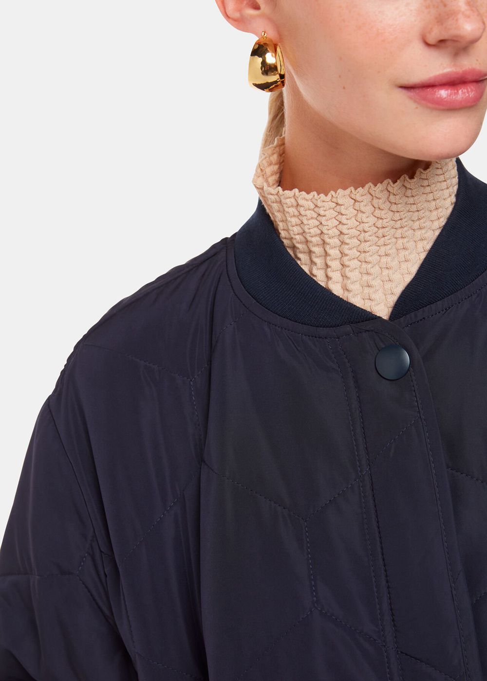 Whistles Ida Short Quilted Coat Navy | US-92810BRQZ