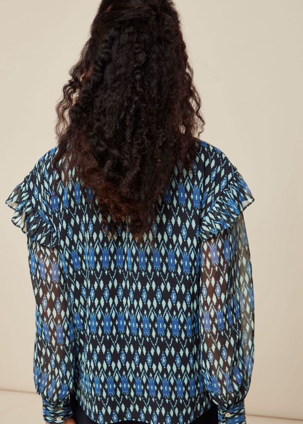 Whistles Ikat Diamond Print Blouse Blue / Multicolor | US-82957FWZG