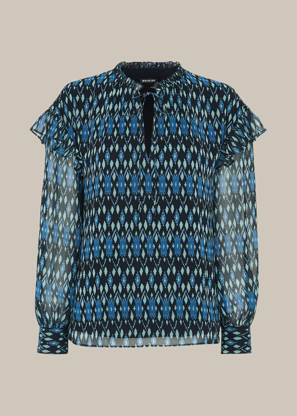 Whistles Ikat Diamond Print Blouse Blue / Multicolor | US-82957FWZG