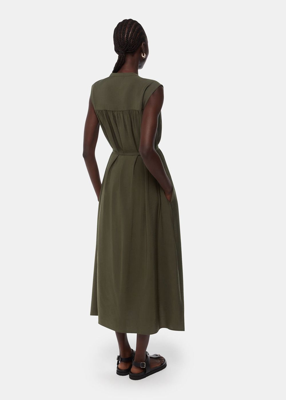 Whistles Ilana Midi Dress Khaki | US-89473TYWU