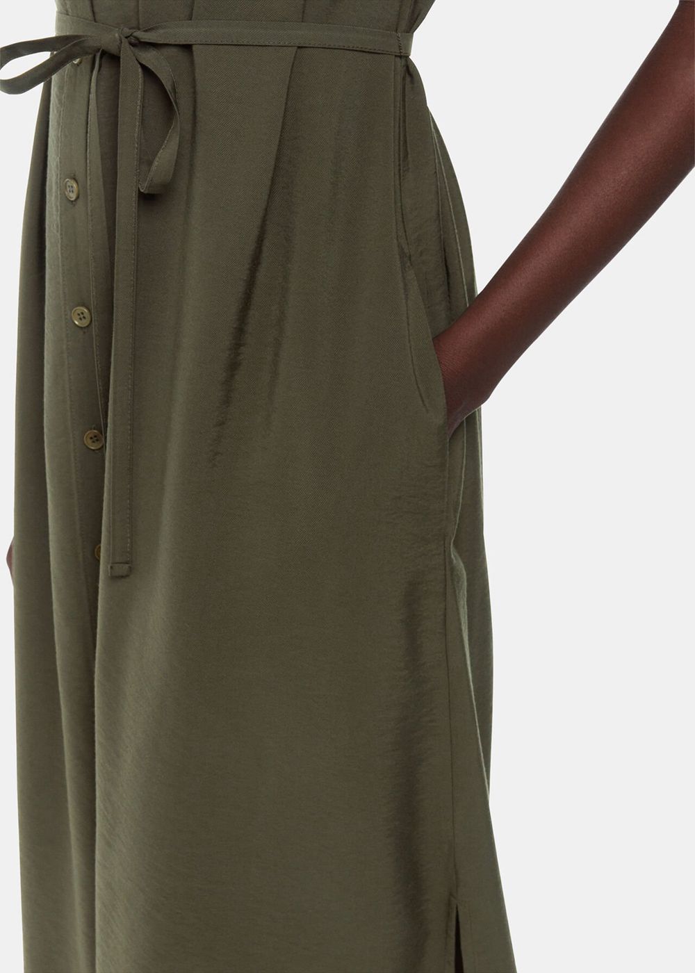 Whistles Ilana Midi Dress Khaki | US-89473TYWU