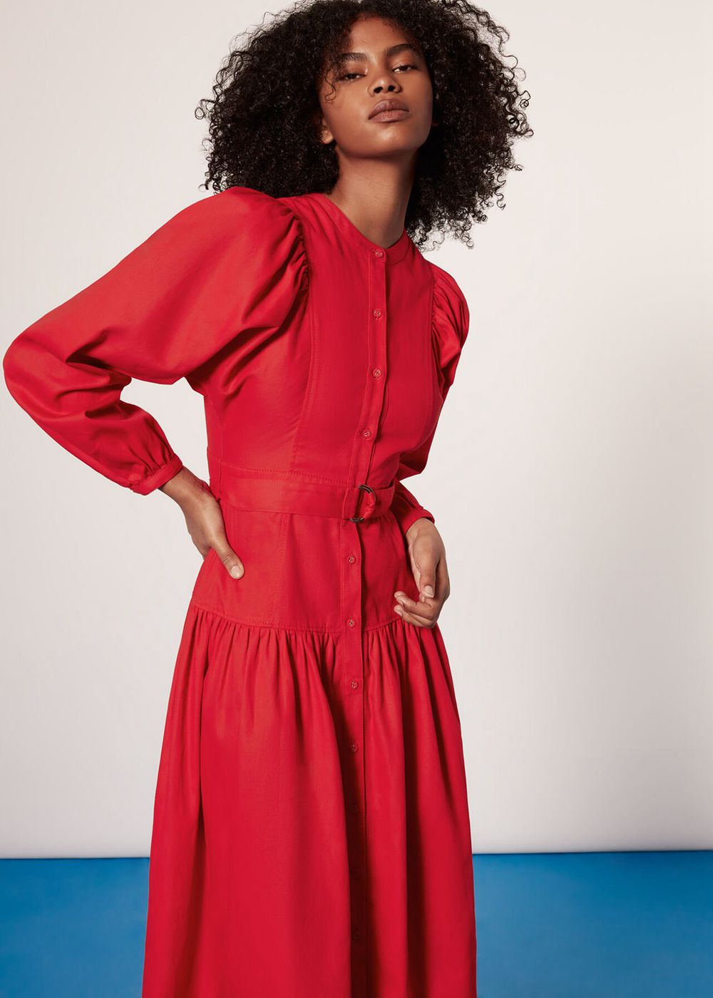 Whistles Ilya Full Sleeve Dress Red | US-58237CYIR