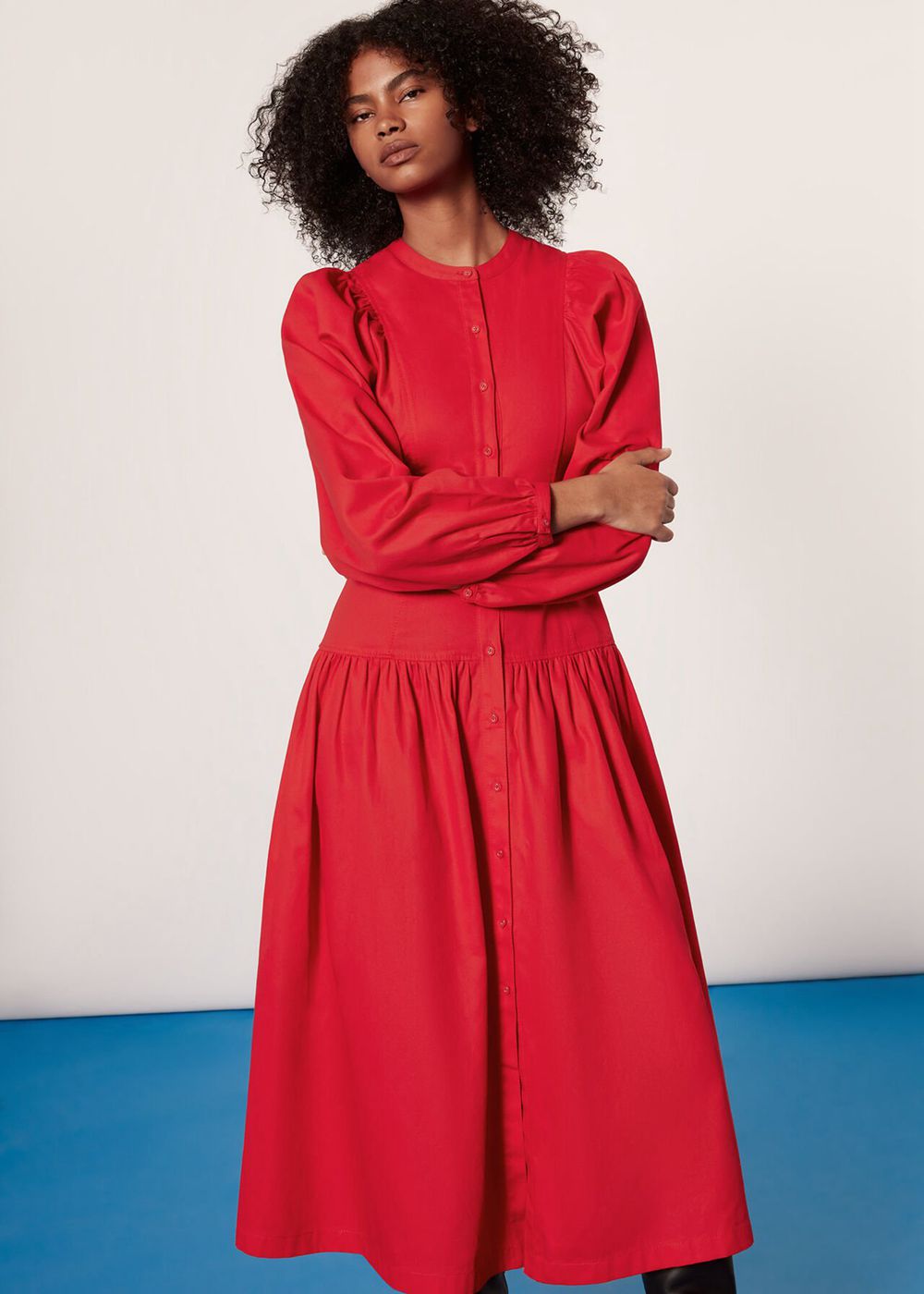 Whistles Ilya Full Sleeve Dress Red | US-58237CYIR