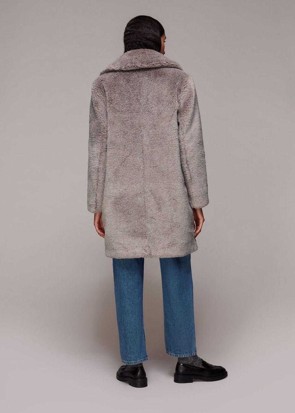 Whistles Imogen Faux Fur Coat Grey / Multicolor | US-25086EFLY