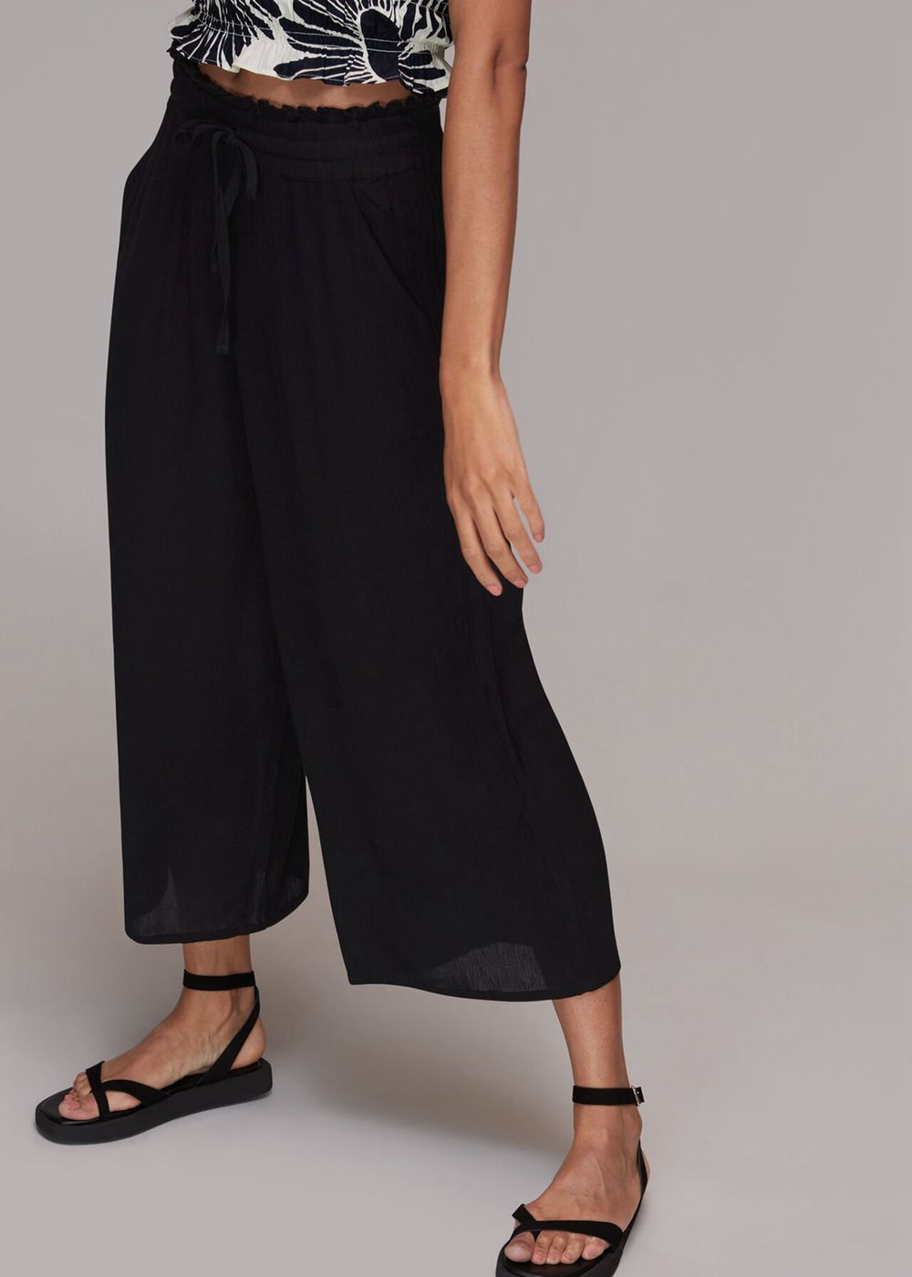 Whistles Imogen Fluid Cropped Pants Black | US-76352AGKT