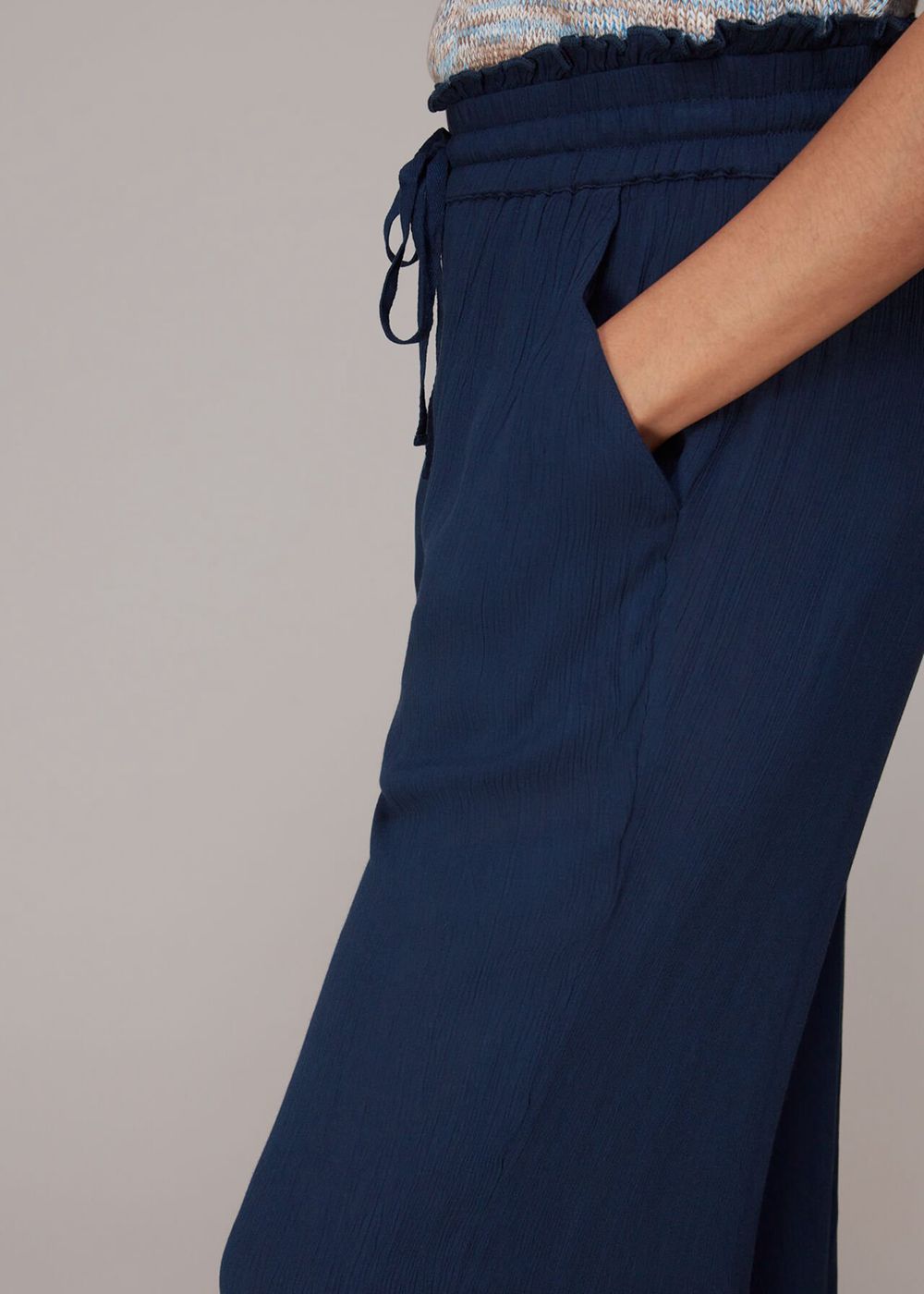 Whistles Imogen Fluid Cropped Pants Navy | US-26519DZFC