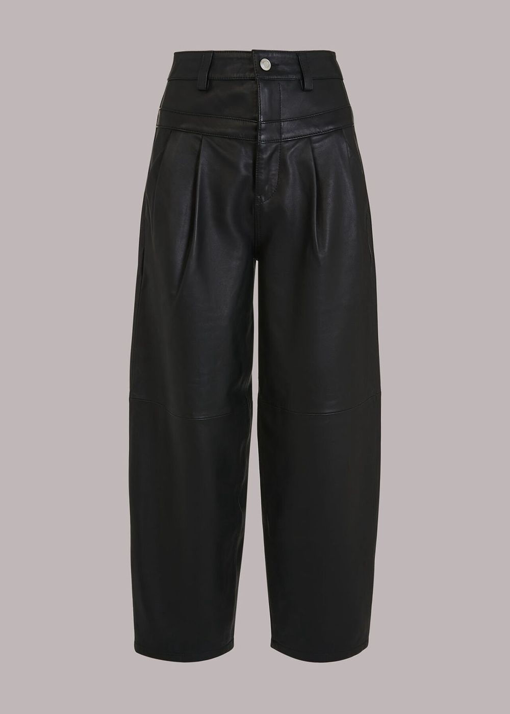 Whistles India Leather Pleat Pants Black | US-03289ZURS