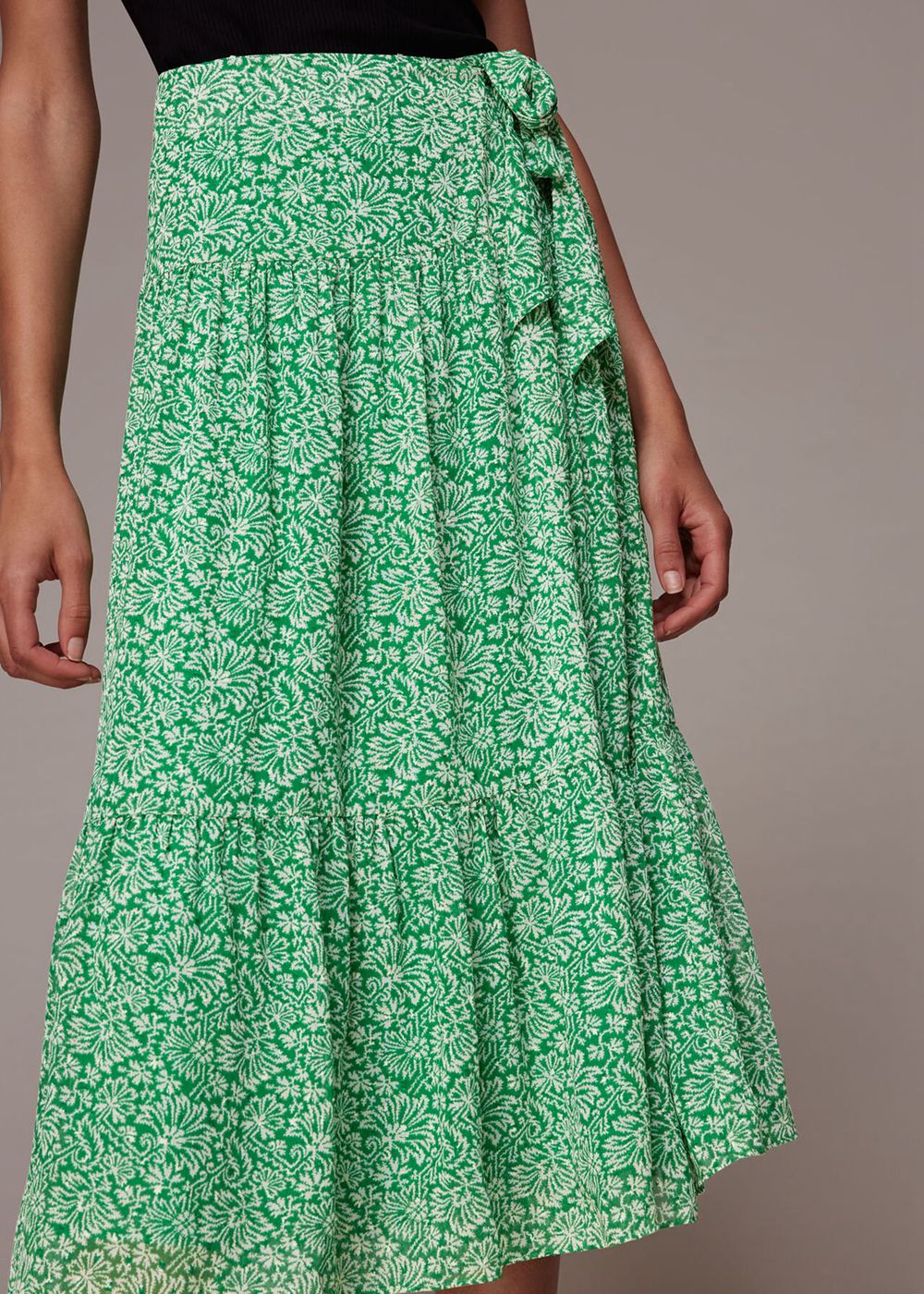 Whistles Indo Floral Wrap Skirts Green / Multicolor | US-45610CPDQ