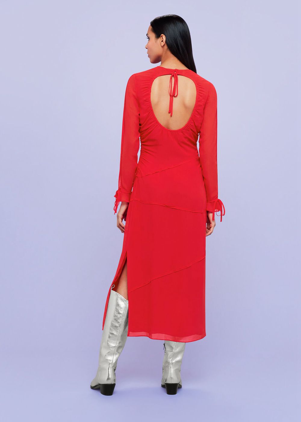 Whistles Inez Seam Detail Silk Dress Red | US-90653JLPD