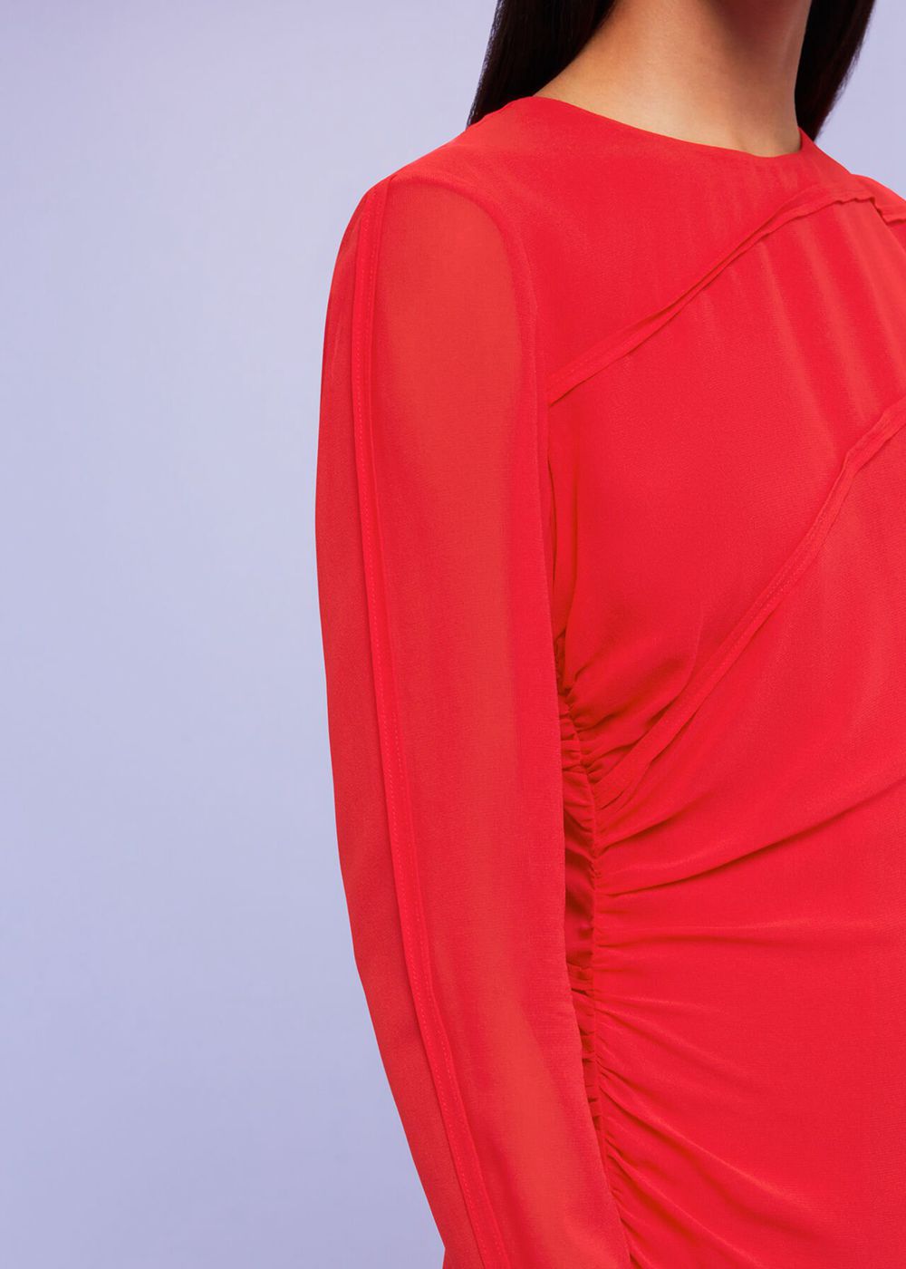 Whistles Inez Seam Detail Silk Dress Red | US-90653JLPD