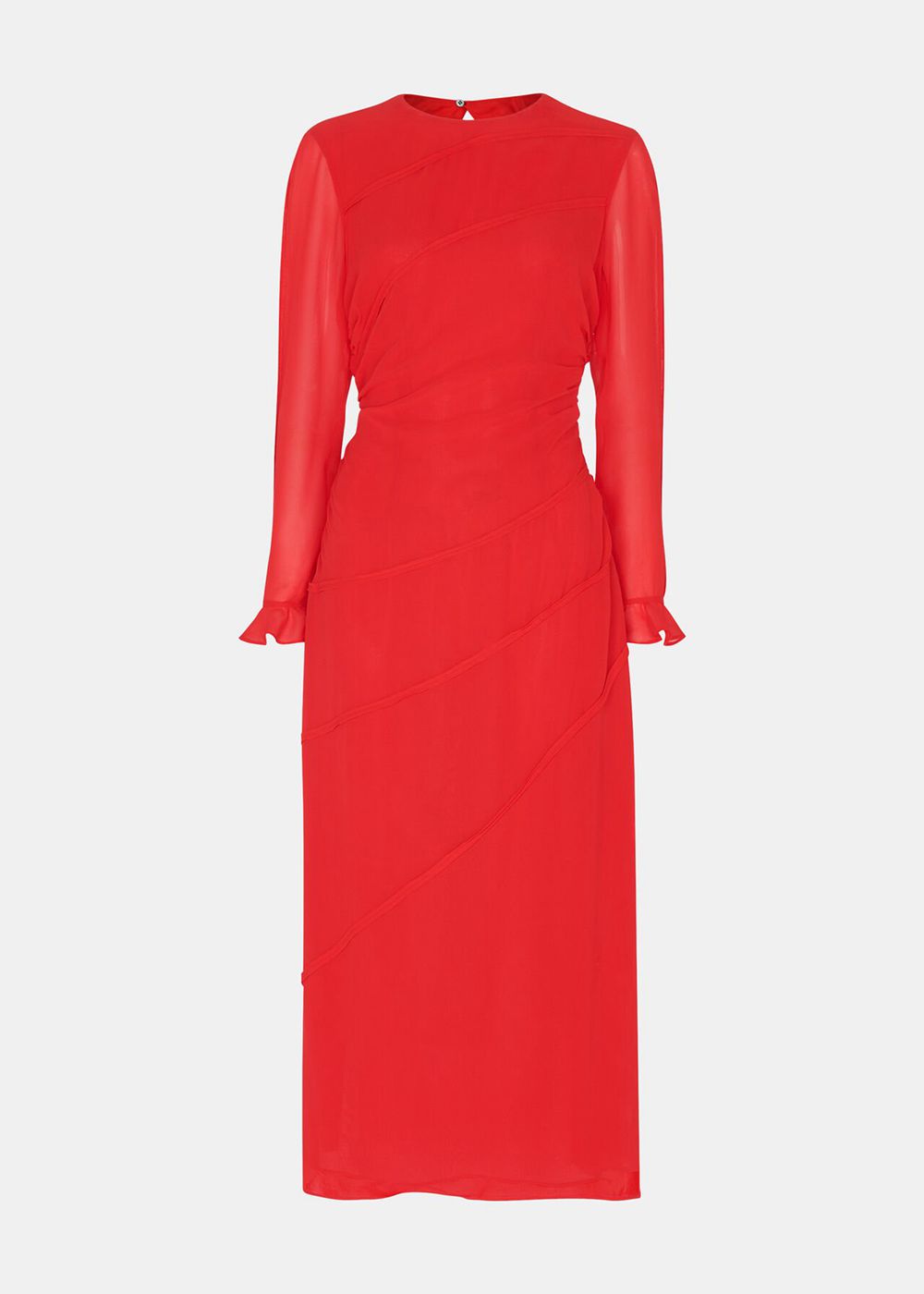 Whistles Inez Seam Detail Silk Dress Red | US-90653JLPD