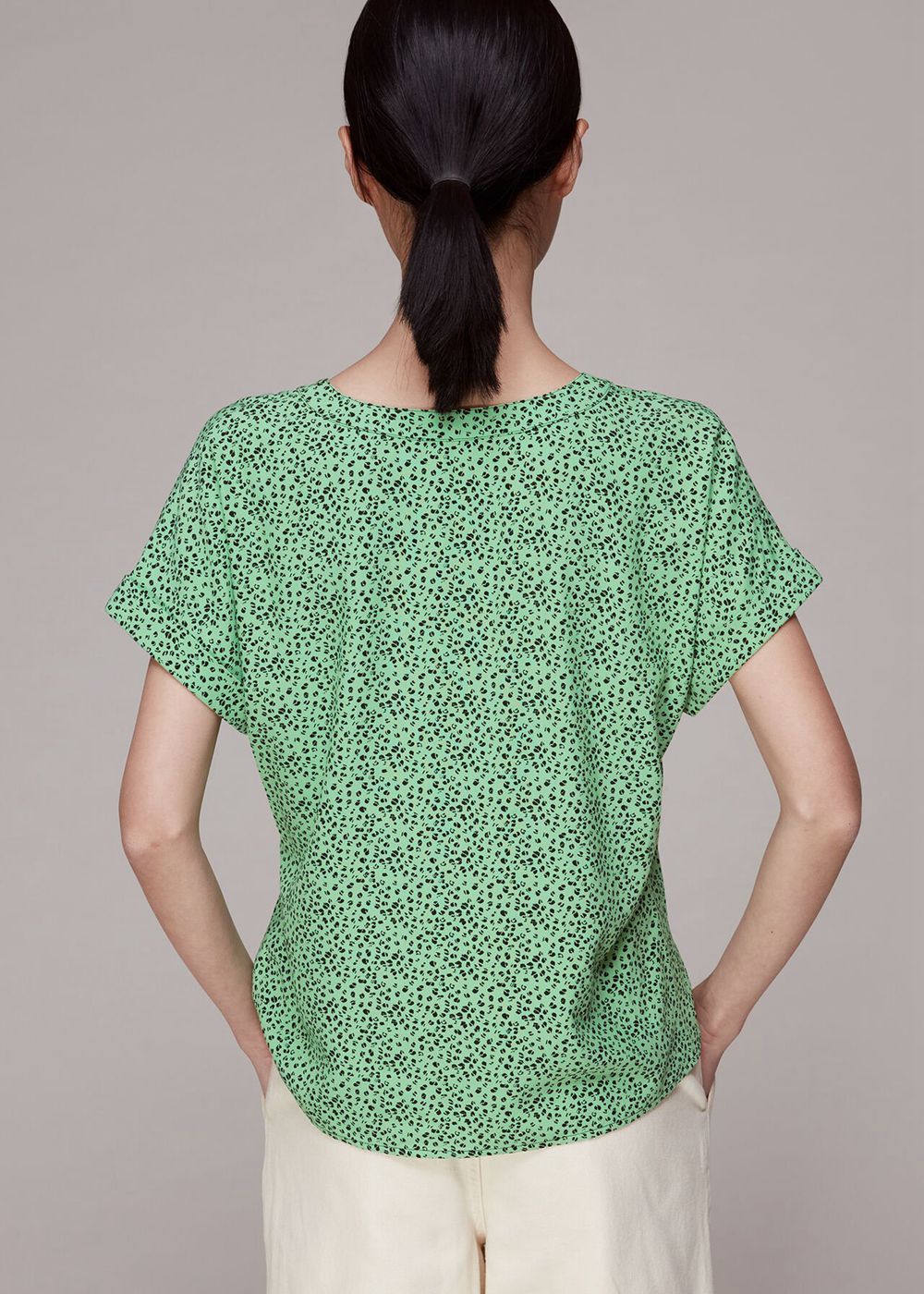 Whistles Ink Leopard Button Front Top Green / Multicolor | US-28603PLRT