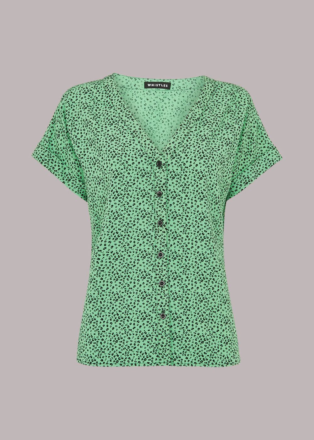 Whistles Ink Leopard Button Front Top Green / Multicolor | US-28603PLRT