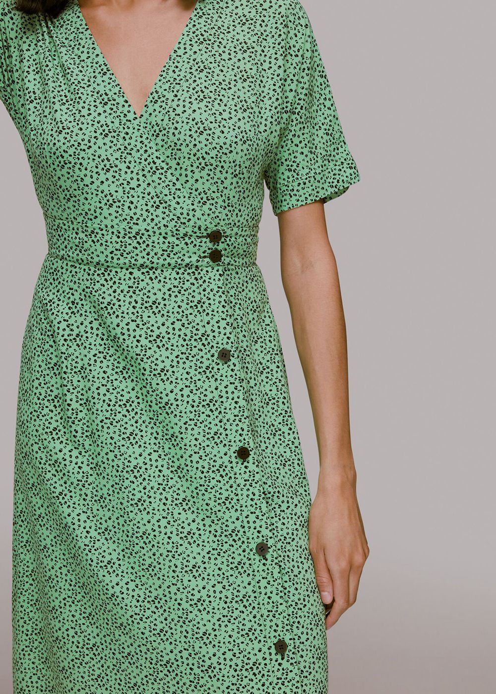 Whistles Ink Leopard Print Midi Dress Green / Multicolor | US-92486LNYR