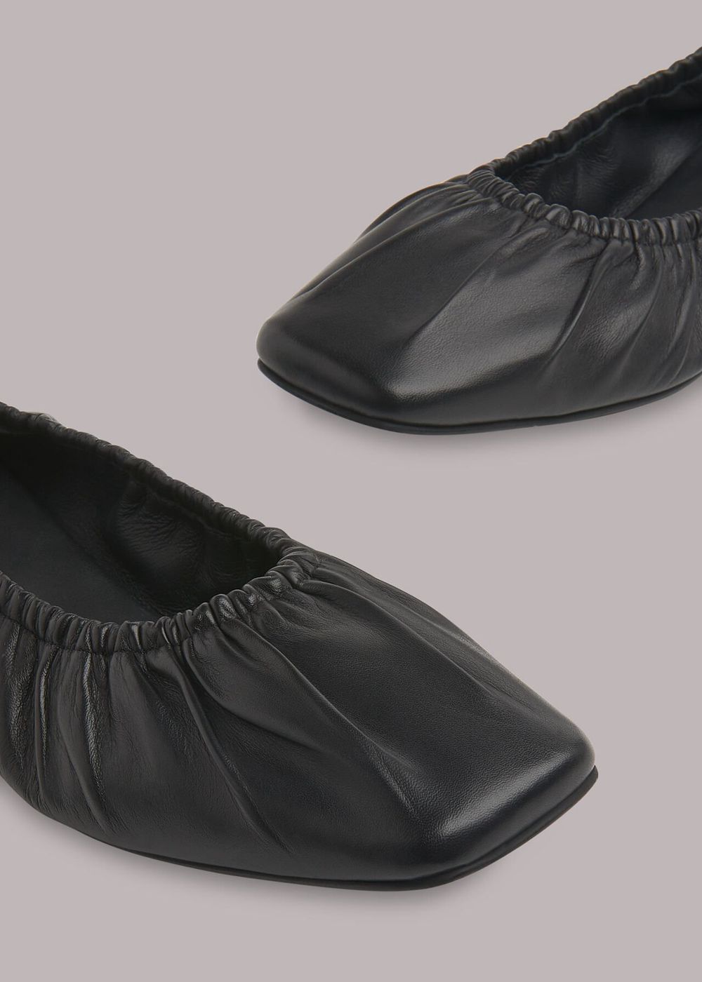 Whistles Ione Soft Ruched Flat Shoes Black | US-17290SDKZ