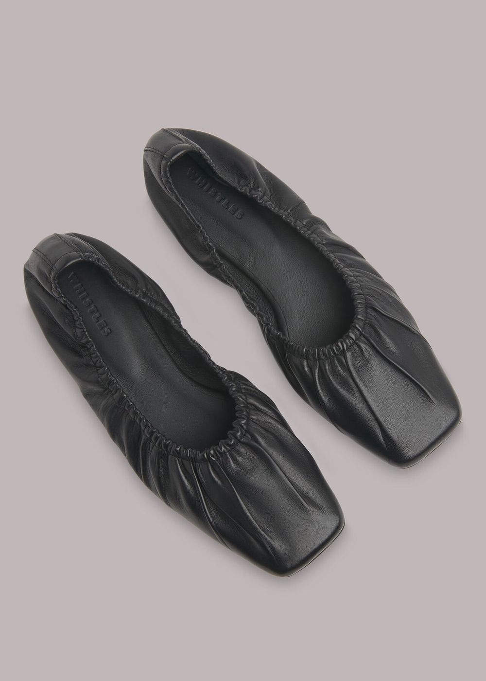 Whistles Ione Soft Ruched Flat Shoes Black | US-17290SDKZ