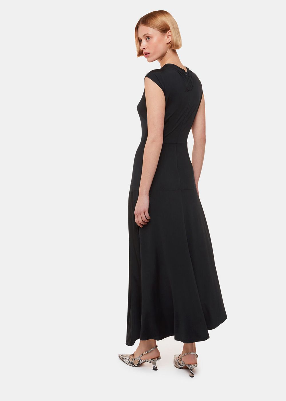 Whistles Iris Asymmetric Jersey Dress Black | US-45628HXGW