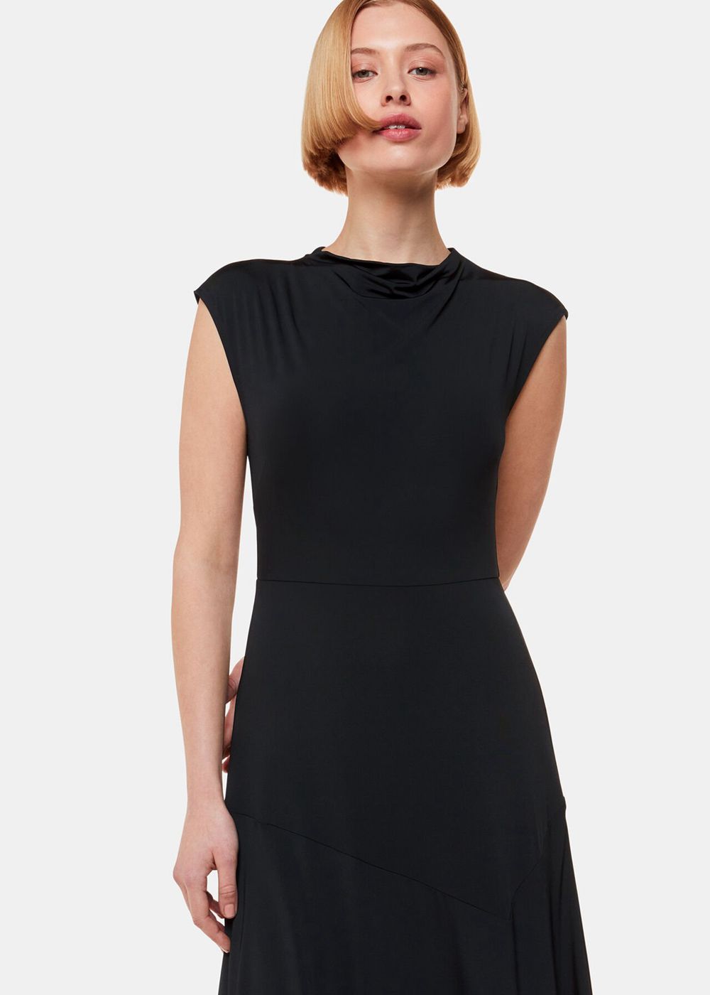 Whistles Iris Asymmetric Jersey Dress Black | US-45628HXGW