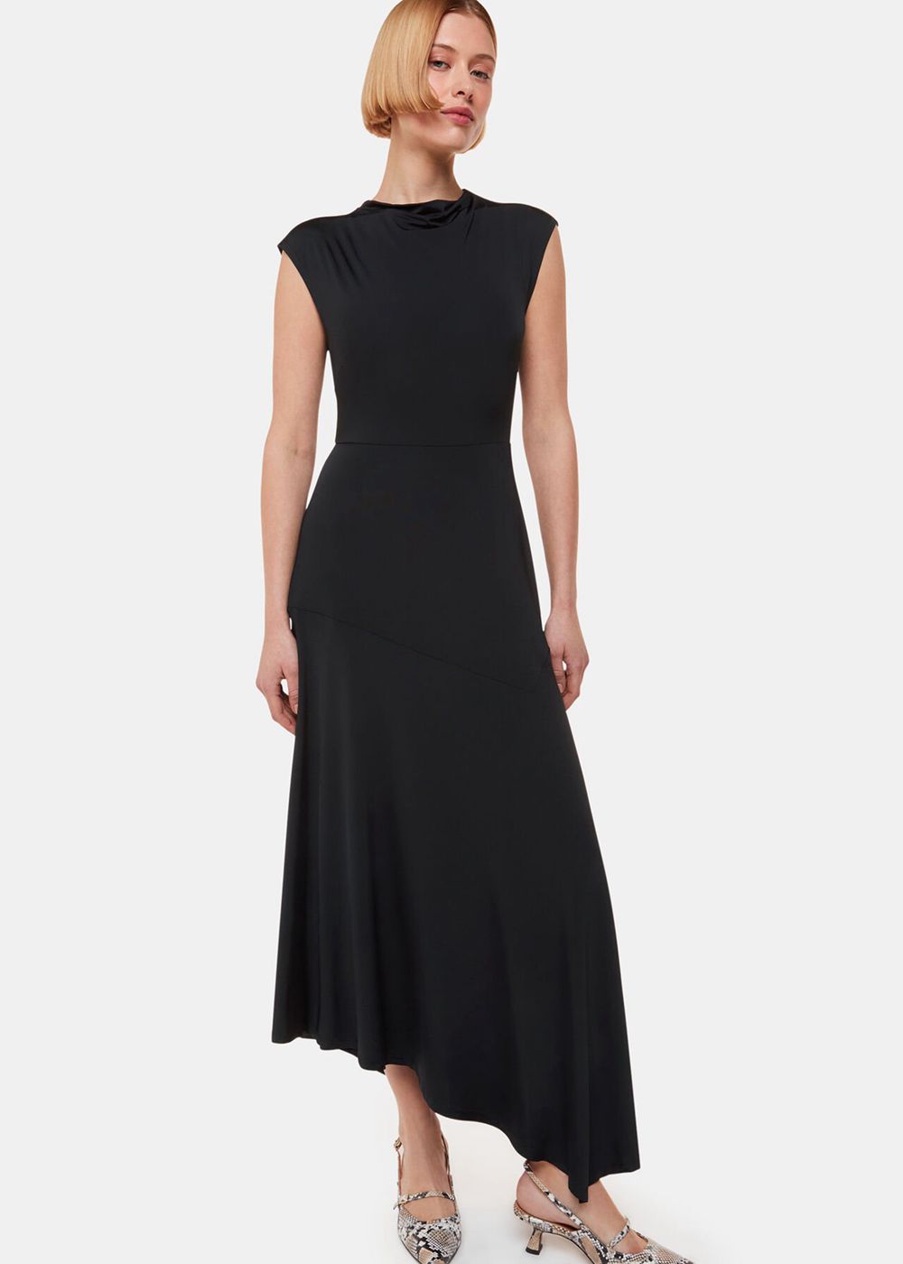 Whistles Iris Asymmetric Jersey Dress Black | US-45628HXGW