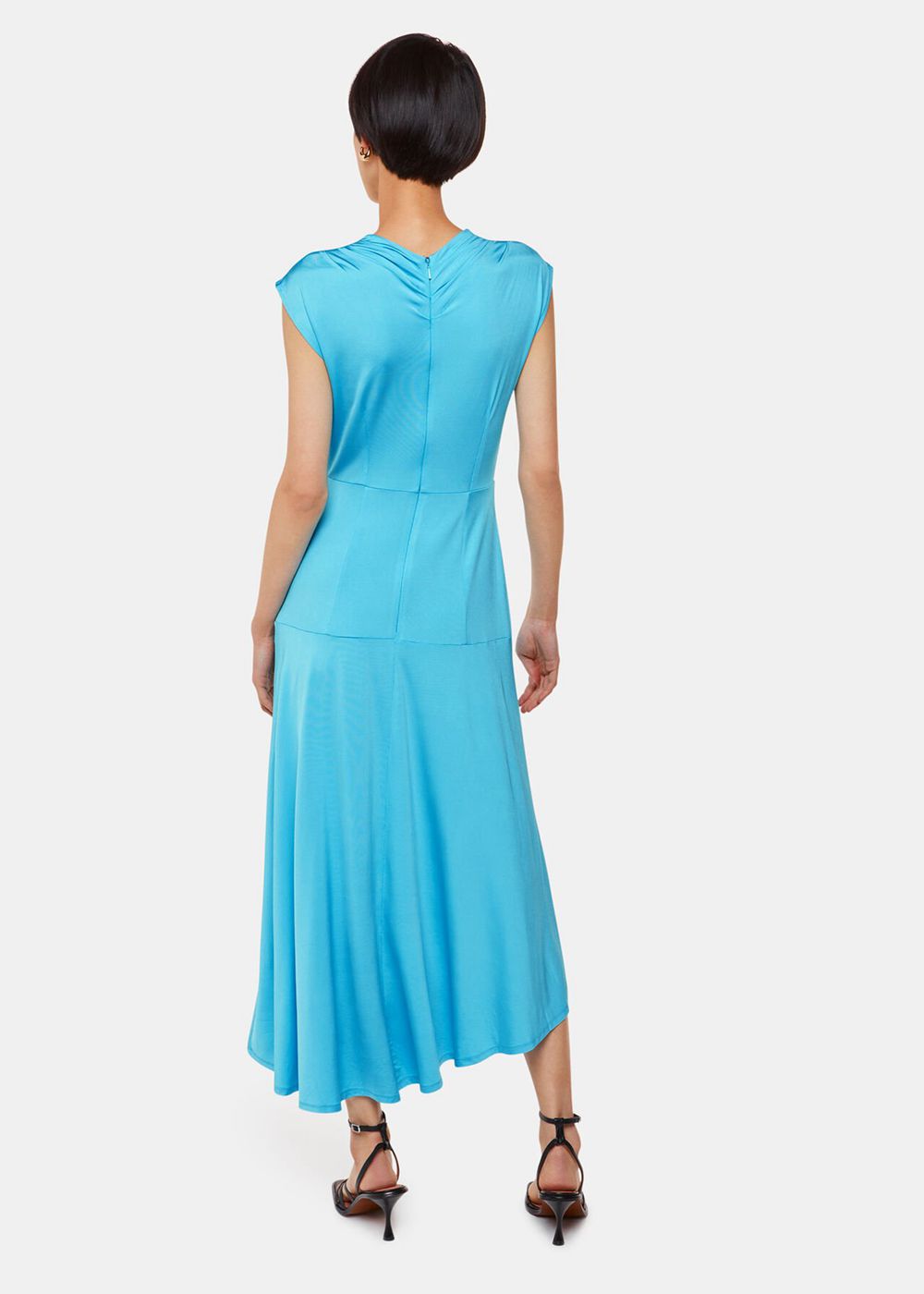 Whistles Iris Asymmetric Jersey Dress Turquoise | US-35960ALCK